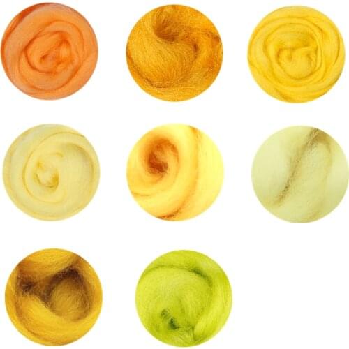 66S Yellow Color Series Wool Fibre for Needle Felting Wet Felting Wool Felting Handmade Spinning DIY Craft Materials