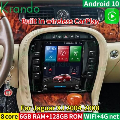 Krando Android 10.0 6G 128G 10.4" Tesla Vertical Screen Car Radio For Jaguar XJ S-TPYE 2004-2008 Head Unit Wireless Carplay