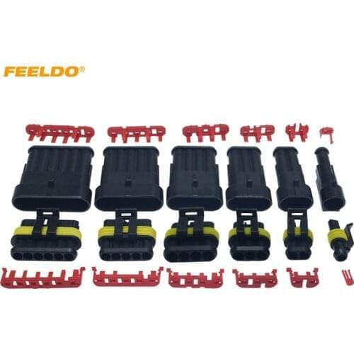 FEELDO Auto Waterproof 1/2/3/4/5/6 Pin Way Electrical Wire Connector Plug Car Motorcycle Marine HID AWG Socket