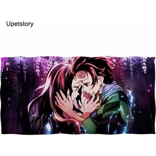 Upetstory Bath Towels for Adults Demon Slayer Cartoon Pattern Polyester Large Beach/Bathroom Face/Shower Towel Soft Telo Mare