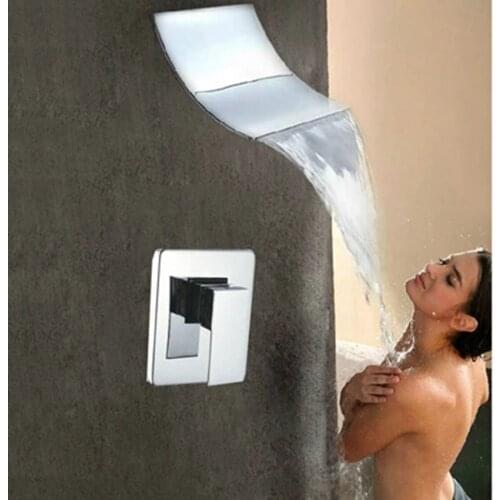 BECOLA Free Shipping modern bathroom waterfall shower set faucet with shower head+hand shower wall mounted Copper shower