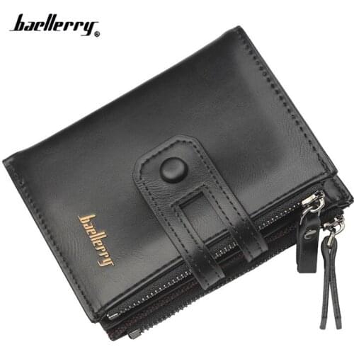 New Brand leather Men Wallets vintage short Purse Carteira Credit Card Holders fashion Double Zipper Leather Wallet