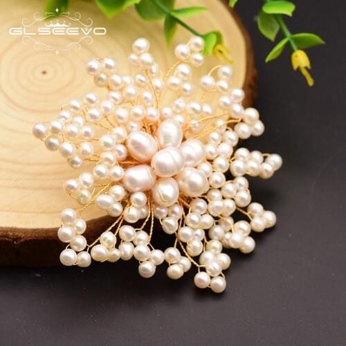 GLSEEVO Natural Fresh Water Baroque Pearl Snowflake Brooches For Women Party Wedding Pins And Brooches Luxury Jewellery GO0332