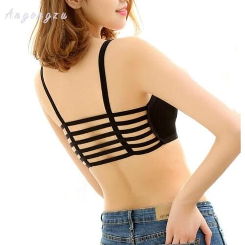 New Fashion Beauty Small Sling Vest Primer With Cross Ring Wrapped Chest Belt Bra Striped Beautiful Charm Women Back