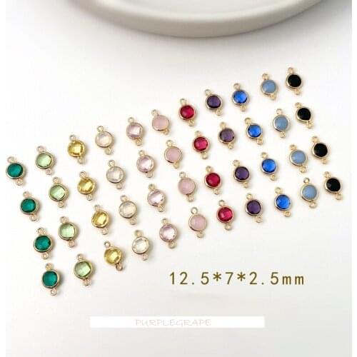 Double hanging ring round color crystal glass pendant earrings earrings material diy bracelet jewelry accessories