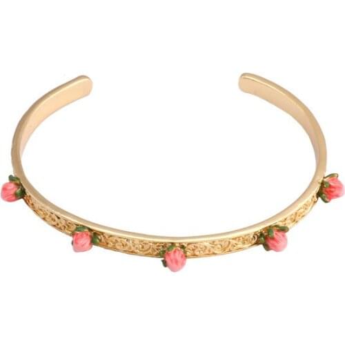 European and American New Fashion Hand Jewelry Fashion Personality Simple Enamel Flower Opening Adjustable Bracelet Female