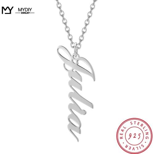 Customized 925 Stering Silver Name Necklace Personalized Letter Choker Necklace Pendant Nameplate Gift MYDIY New Trend Jewelry