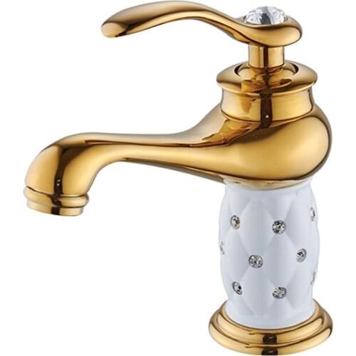 MOLI Bathroom Sink Faucet Gold Basin Single handle Faucets Diamond Water Mixer Crane Hot Cold Chrome Bath Brass Mixer Tap ML201