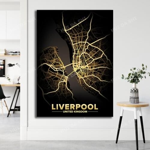 Liverpool - City Lights Poster Print Light Map Wall Art Posters Canvas Print Poster