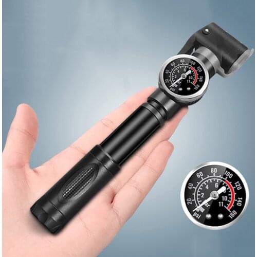 Mini Portable Bicycle Pump MTB Bike Inflator 120 PSI Gauge High Pressure pump Suitable For All Cycling And Balls With Barometer