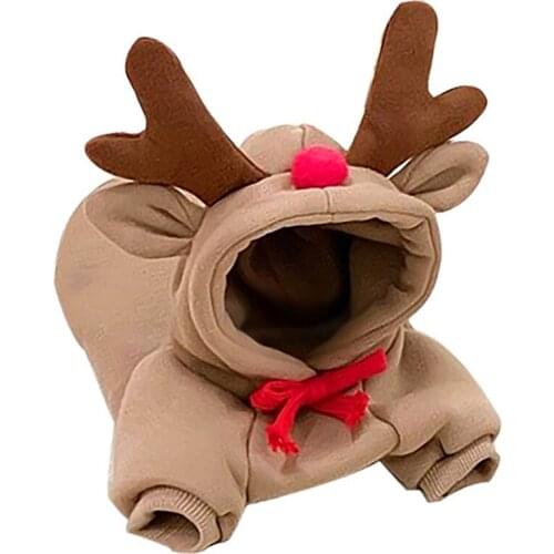 Legendog Fashion Pet Clothes Elk Horn Hat Pet Cotton Velvet Cloak Pet New Year Clothes Hooded Coat Small Dogs Festival Cloak