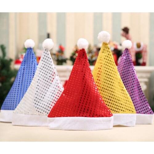 Fashion Sequins Adults Christmas Hat Fashion Winter Warm Pompon Santa Beanie Hat Wedding Party Decoration LX8164