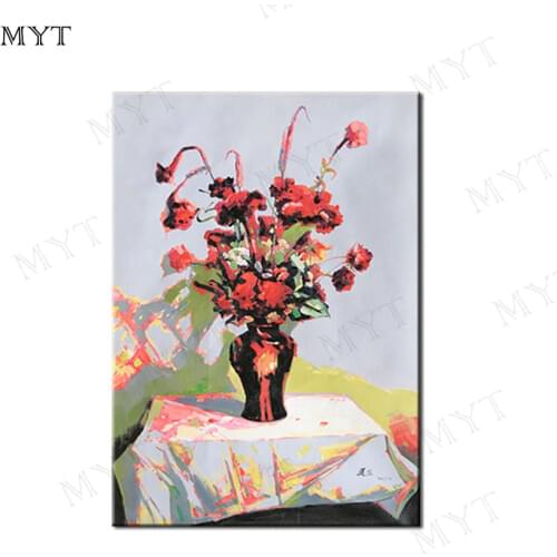 MYT Wall Art Hand Painted Flower Abstract Oil Paintings on Canvas Modern Wall Picture Living Room Bedroom Wall Decor No Frame
