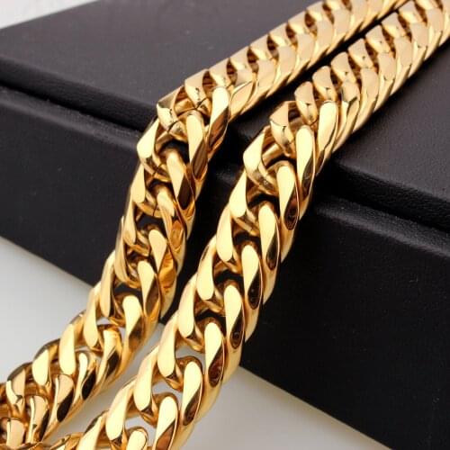 Huge Fitness Stainless Steel Charming Cuban Curb Link Chain Mens Womens Necklace/Bracelet Unisexs Daily New Jewelry 7-40inch