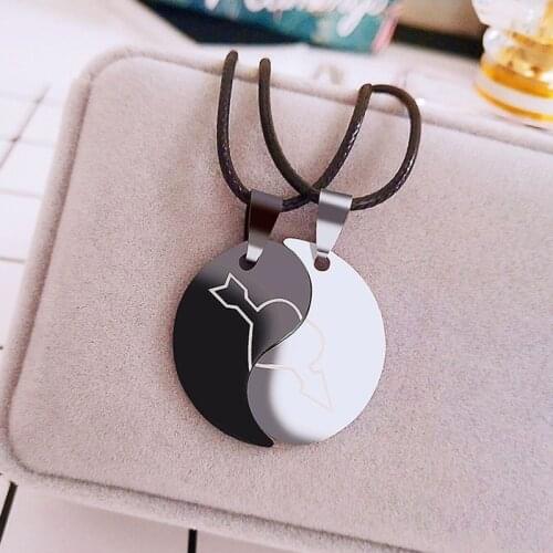 Couple necklace paired Heart stainless Steel Couple Necklace for Lovers matching Pendants Neck Chain collar Friendship jewelry