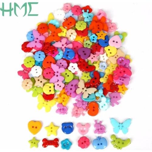 50-100PCs Love Heart Round Star Shaped Resin Sewing Buttons Random Mixed Solid Color Scrapbooking DIY Crafts Accessories