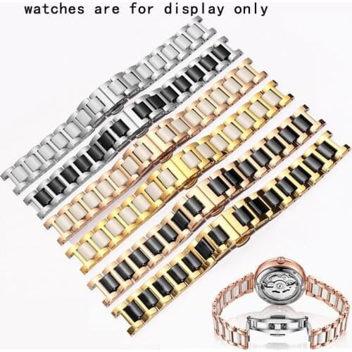 Notch Ceramic Inter Fine Steel Watch Strap 14x10mm 16x10mm 18x10mm 20x12mm 22x12mm Braclet For Fiyta Ladys Wristband