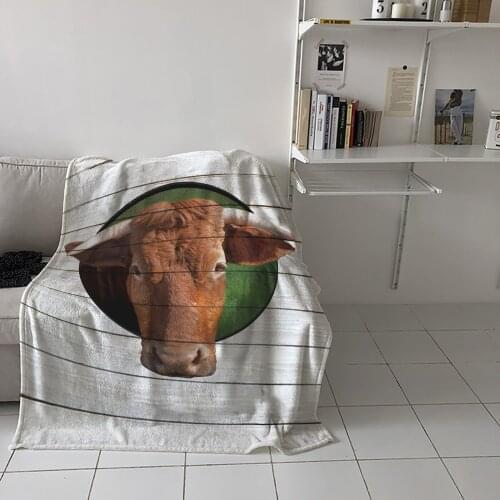 Animal Cow Plank Retro Throw Blanket for Sofa Warm Blanket on Bed Home Bedspread Travel Fleece Blanket
