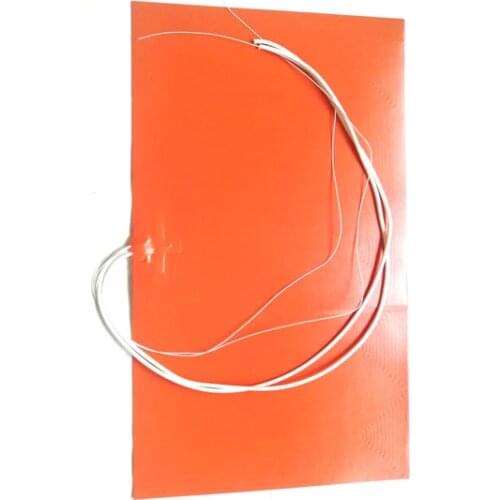 12V 14"*28" silicone heating pad for machine 450w adhesive 1 side 100k thermistor 1000mm lead out from middle of 28" side