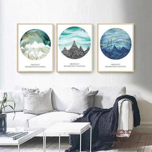 Nordic Dreamy Abstract Mountain Landscape Poster Minimalist Wall Art Canvas Printing Oil Painting Pictures for Home Hotel Decor
