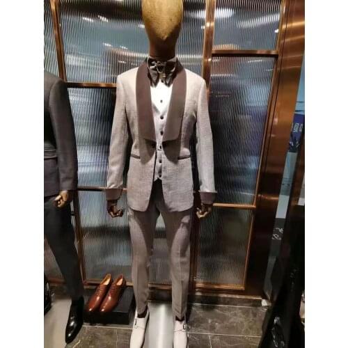 2021 Latest design fashion luxury wedding suits for men shawl collar lapel groom slim fit party formal Blazer the one and only