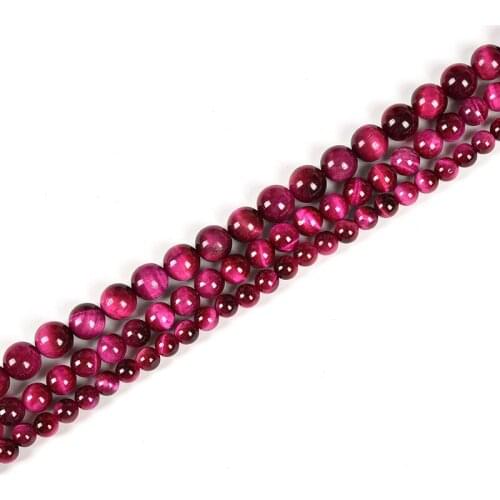 Flash Rose Red Gemstone Loose Beads 6/8/10/12mm Tiger Eyes DIY Round Bracelet Necklace Fit Women Ladies H258