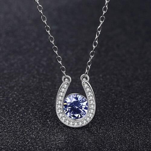 New 925 Sterling Silver Personalized u Shape Pendant Chain Custom Birthstone Necklace for Women Wedding Jewelry Gift Free Ship