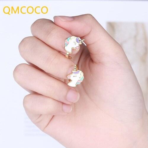 QMCOCO 925 Silver Earrings For Women New Style Trendy Sweet Cute Colored Pony Girl Party Jewelry Gifts Prevent Allergy