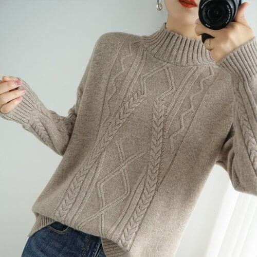 Turtleneck sweater women loose lazy style fashion all-match thickening conventional hedging outer wear knitted cashmere base