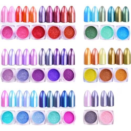 1 Box Chrome Nail Art Glitter Pigment Mirror Dipping Powder Super-Fine Colorful Shimmer Pearl Powder DIY Nail Decor Dust