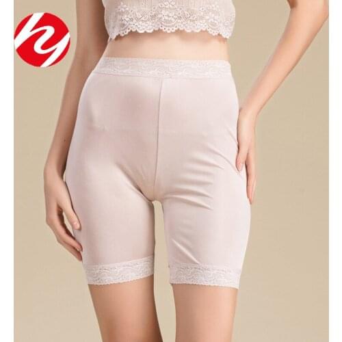 100% real silk knitting Women Anti-Friction Short Thigh Band Lace Safety Mid-Waist Breathable Safety Panty Security pants