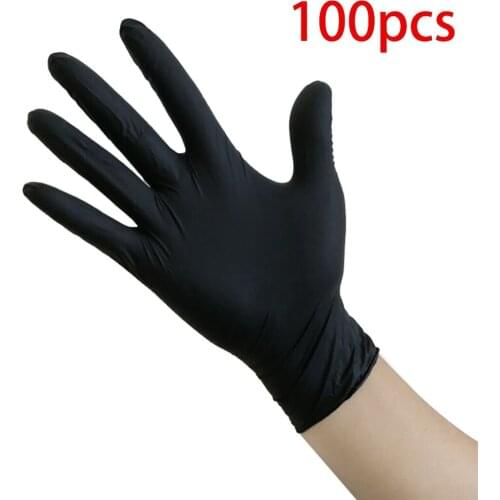 100pcs Black Disposable Nitrile Gloves Powder Free Ambidextrous For Household Cleaning Use Tattoo Latex Gloves Accessories L3