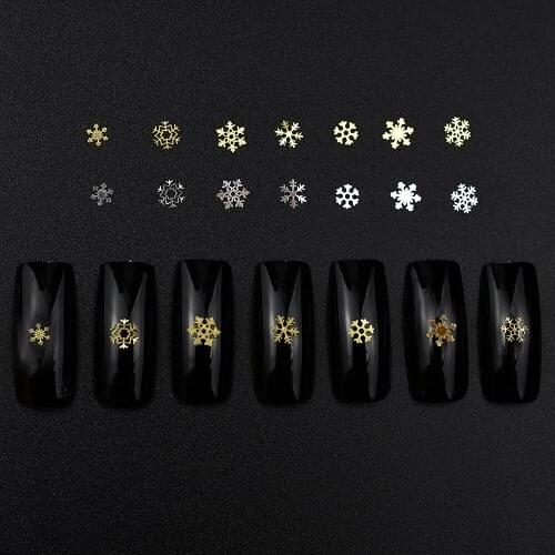 1000PCS/Bag 3d Silver Gold Christmas Snowflakes nail charms decorations nail art nails jewelry accessoires new arrive supplies