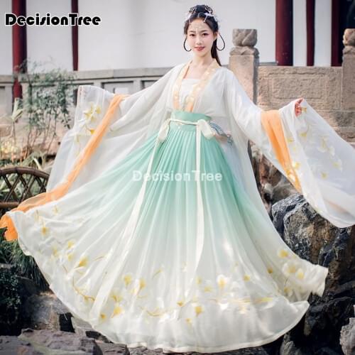 2021 chinese traditional hanfu cosplay costume ancient han dynasty women stage show dress chinese folk dance outfit hanfu set