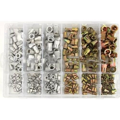 300pcs Zinc Plated Rivetnuts Blind Set Nutserts Threaded Insert Nutsert Cap Flat Head Rivet Nuts Carbon Steel M3 M4 M5 M6 M8 M10