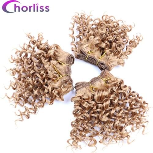 8" Afro Kinky Curly Crochet Hair Weave High Temperature Synthetic Weft Hair Extensions Ombre Color 3pc/lot Hair Weavings