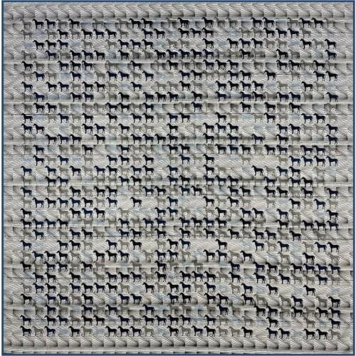 90cm Hundreds Of Horses Square Scarf 100% Twill Silk Hand Rolled Hem Women Hijab Scarf Foulard Shawl Brand Design Head Scarves