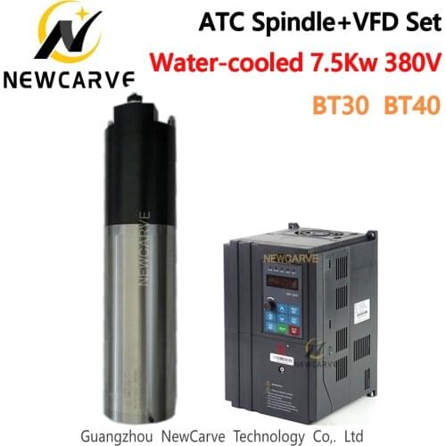 Water Cooled ATC Spindle + VFD Set 7.5KW 380V BT30 BT40 With Original BEST Fuling VFD Frequency Inverter For CNC Router NEWCARVE