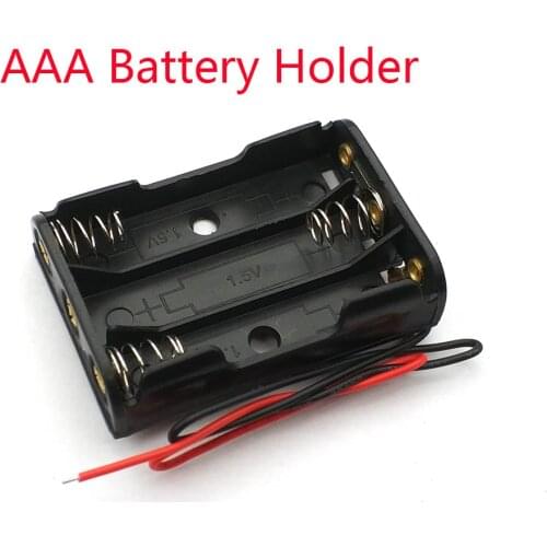3 x AAA Battery Box Case Holder With Wire Leads Side By Side Battery Box Connecting Solder For 3pcs AAA Batteries