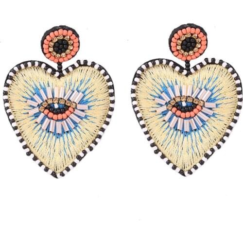 Statement New Design Oorbellen Crystal Beads Heart Pendant Earrings For Women Handmade Wedding Bridal Earrings Fahsion Jewelry