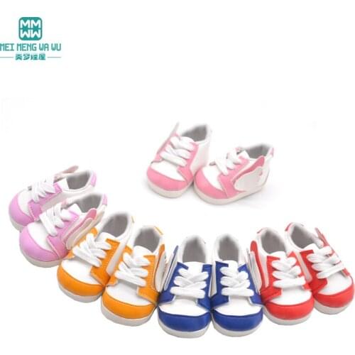7cm Toys NEW Shoes for doll fit 43cm Baby New Born doll and american doll sneakers boots Girls gift