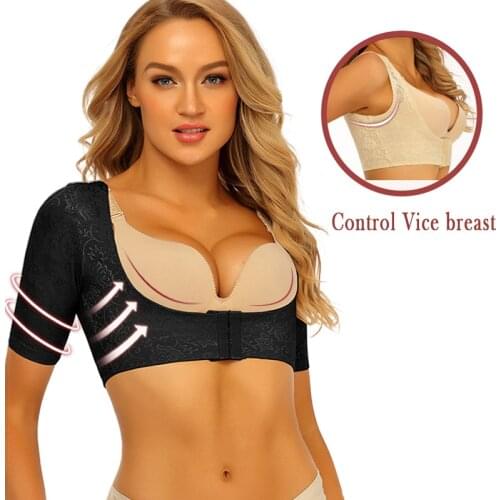 Womens Body Shapewear Arm Shapers Push Up Breast Binder Underbust Lace Up Corset with Sleeve Posture Slimming Underwear Tops