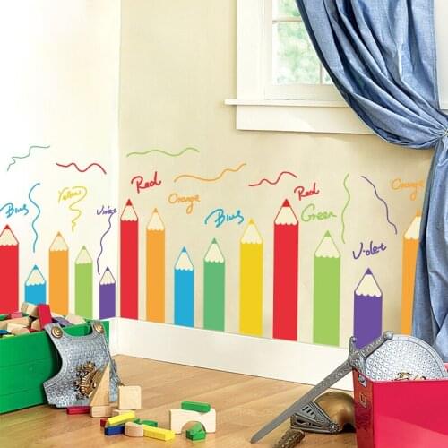 Colorful Pencils Wall Stickers Cartoon Graffiti Nursery Kids Room Decoration Aesthetic Childern Bedroom Self Adhesive Wallpaper