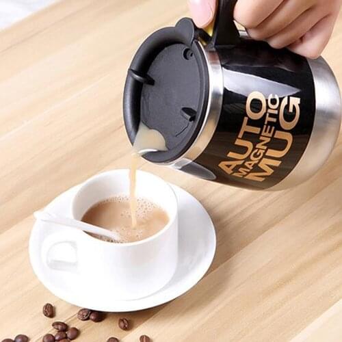 400/450ML Coffee Mug Stainless Steel Magnetic Self Stirring Automatic Cover Milk Mixing Mugs Electric Lazy Smart shaker Coffee C