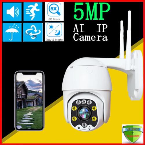 5MP Security IP Camera WIFI Auto Tracking 1080P HD Outdoor PTZ Camera Human Alarm Speed Dome Surveillance Two Way Audio H.265