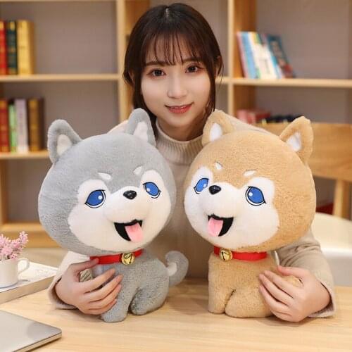KUY New Cute Husky With Collar Plush Toy Soft Stuffed Cartoon Animal Dogs Doll Party Home Decor Baby Girls Lovers Birthday Gifts