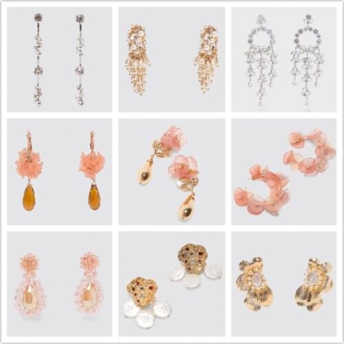 JURAN ZA Hot 2019 New Flower Metal Maxi Vintage Drop Dangle Earrings for Women Trendy Pendant Earring Wholesale Wedding Jewelry