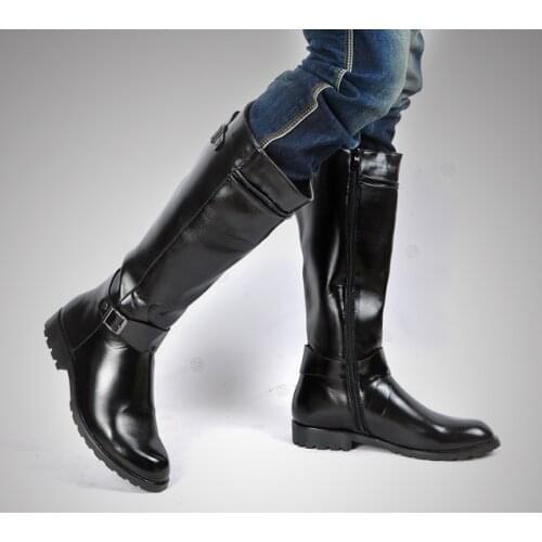 HOT Mens Military Boots Equestrian Leather Motor Boots Knee High Ridding Boot
