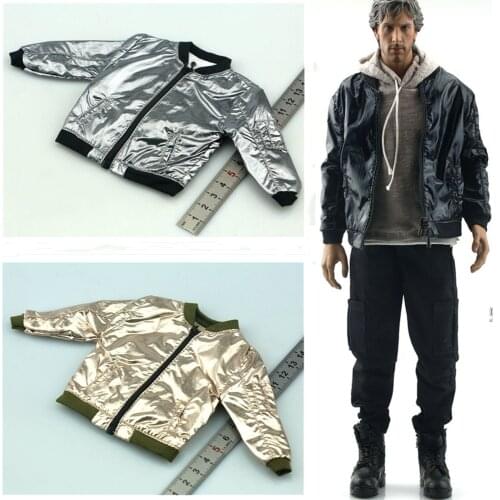 1/6 Scale Male Figure Faux Leather Jacket Men Fashion Coat Baseball Shirt Style Jacket Bright Closing for 12'' Action Figure