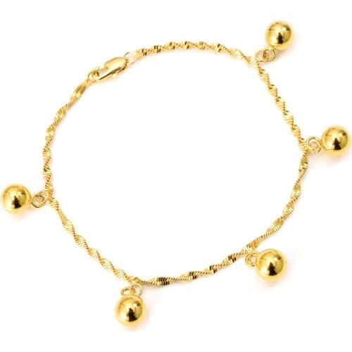 Bangrui 21 cm gold Color beads ball pendant Chain Bracelet Men Jewelry party Gift Wholesale rendy snake Chain Link Bracelet